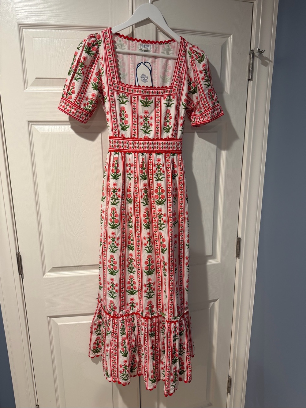 Pink City Prints Floral Maxi Dress with Square Neckline